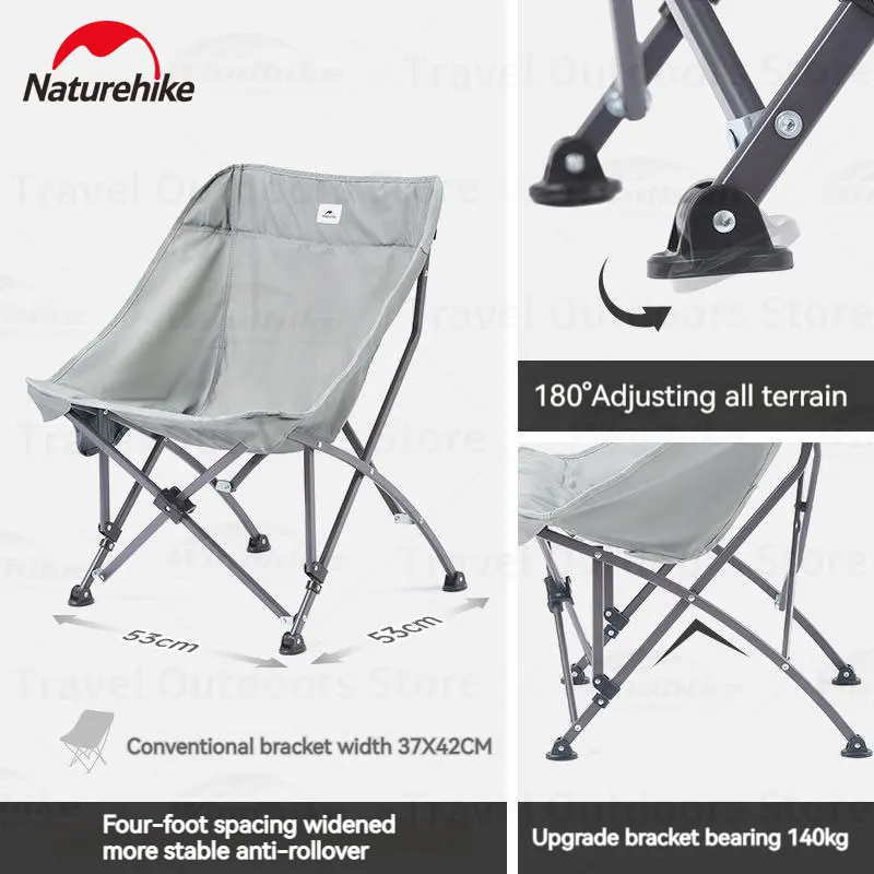 Naturehike Outdoor Folding Chair 600D Oxford Cloth PU Camping Lightweight Chair Lawn Chairs Portable Relax Beach Fishing Chair