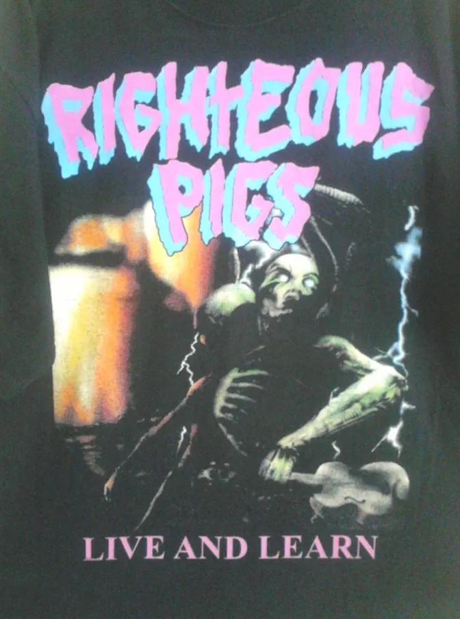 Righteous Pigs Live and Learn Black T Shirt Cotton Unisex BS532