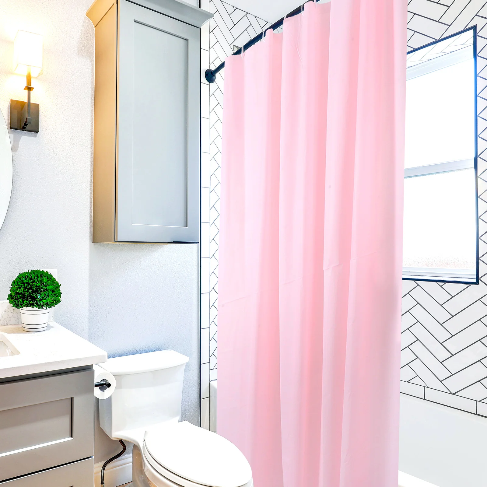 

Peva Shower Curtain Waterproof Solid Color for Bathroom Decor Bath Decoration Thickened Easy Install with Hooks Home Use