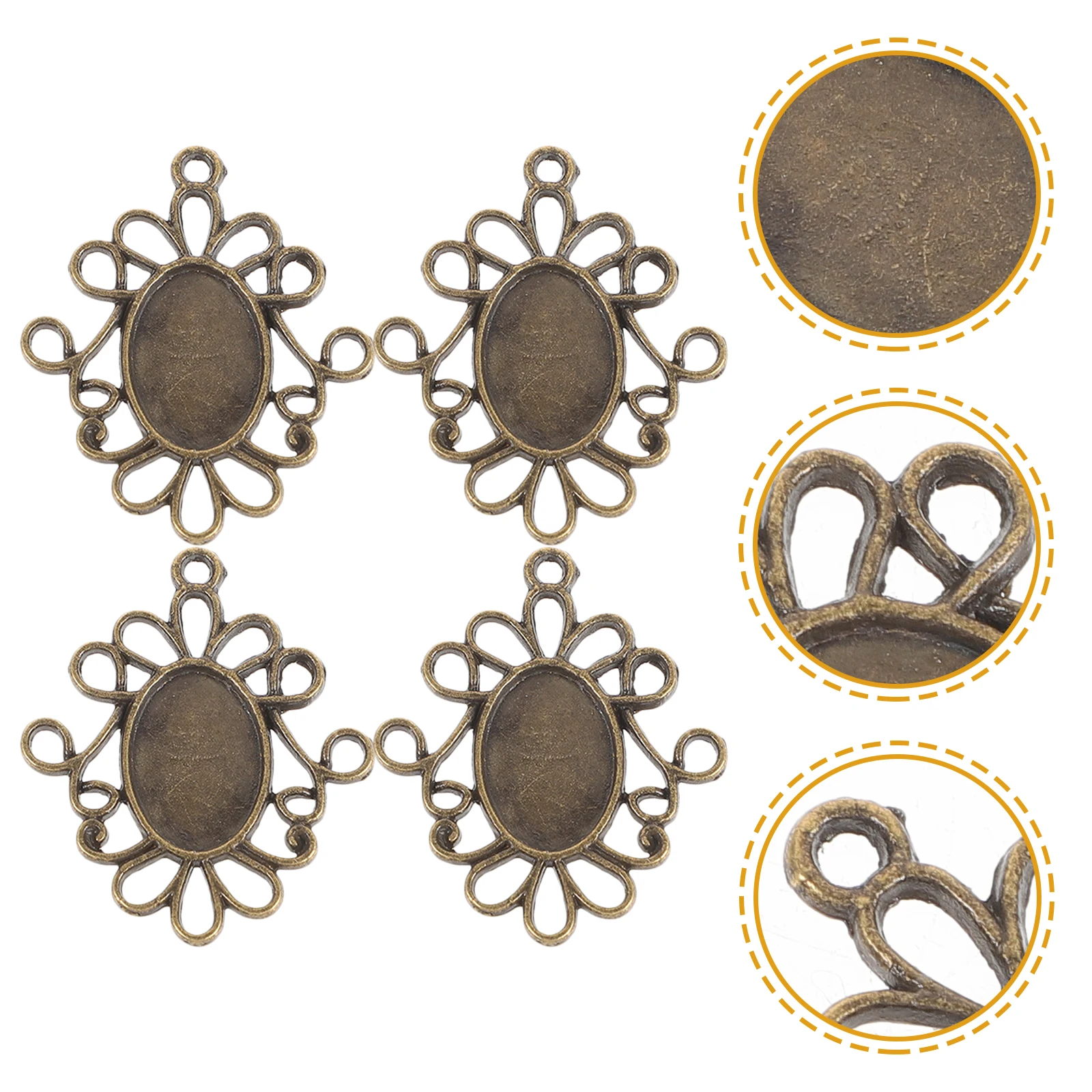 

50 Pcs Alloy Base Accessories Vintage Pendant Tray Bezel Blank Jewelry Trays Oval Earring