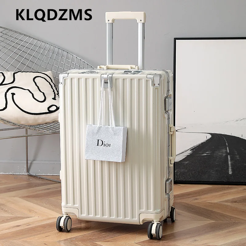 

KLQDZMS 20 "22" Чемодан Новый утолщенный прочный чемодан на колесиках с алюминиевой рамой, однотонный чемодан на колесиках 24 "26" 28 дюймов