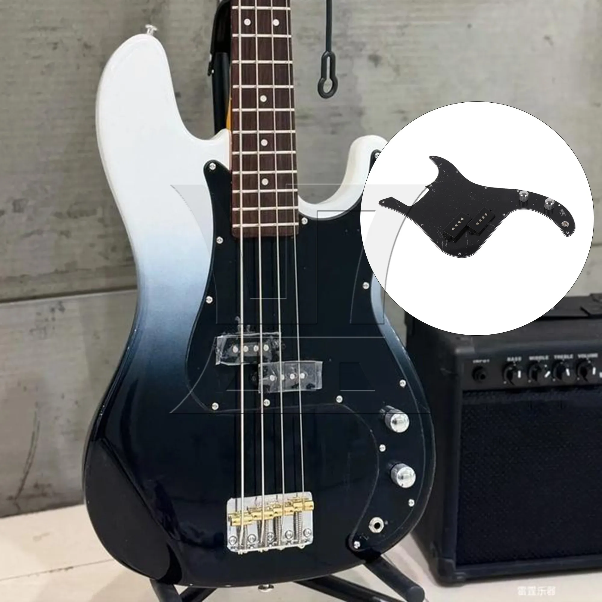 

YIBUY Prewired P-BASS PICKGUARD KIT For bass Guitar BLACK