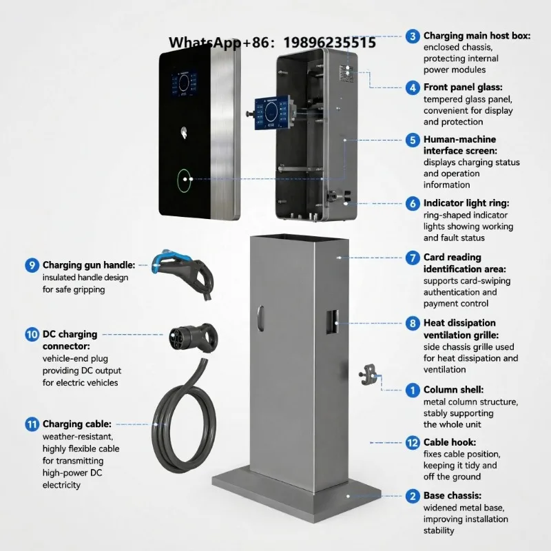 30kW 40kW DC Fast EV Charger Wallbox Wall Mount Smart Charging Station OCPP 1.6J IP55 Waterproof for Electric Vehicles