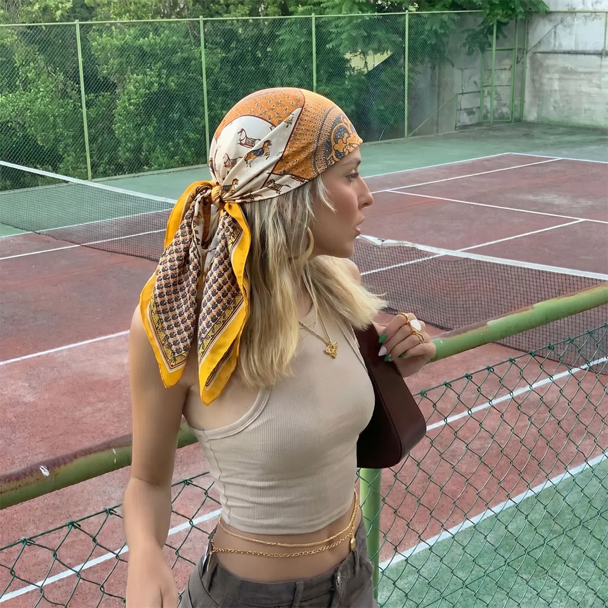 

70x70cm Silk Scarf Square For Women Fashion Floral Printed Shawl Wrap Spring Summer Neckerchife Hair Band Lady Winter Scarves