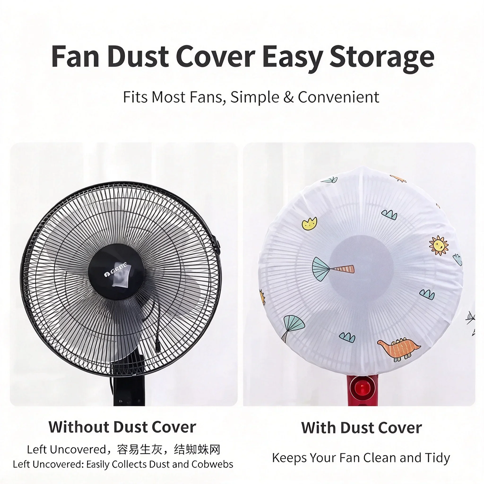 Cartoon Printed Dust Cover, Universal Protective Sleeve for Stand & Table Type Anti-Pinch Finger Safety Guard