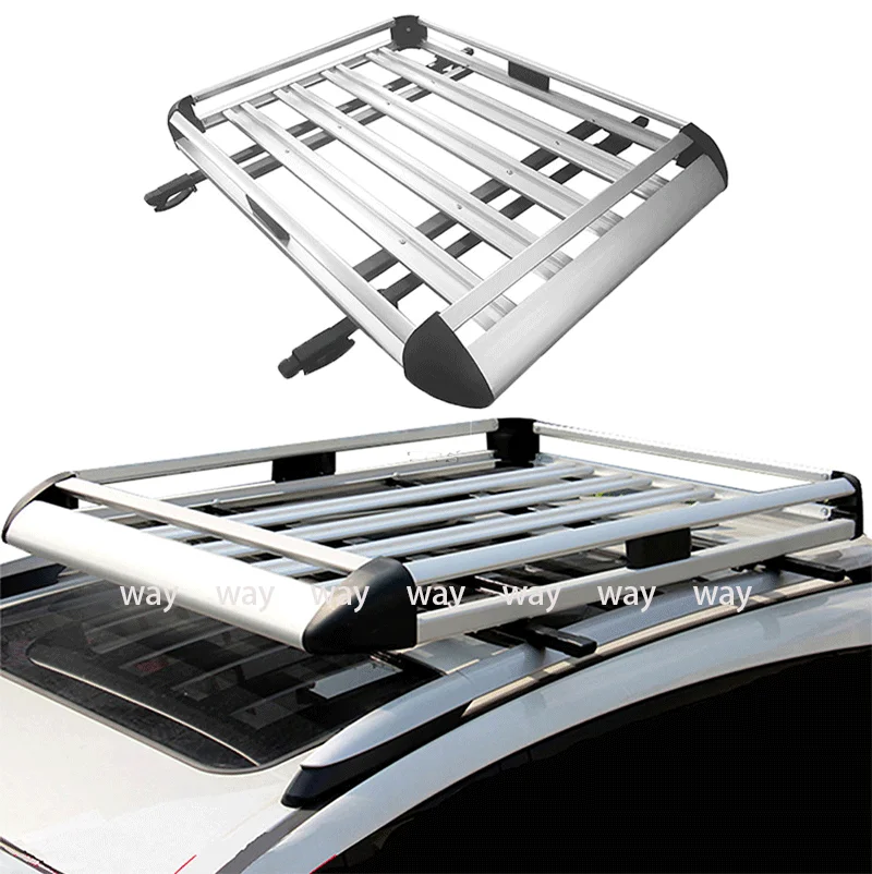 Silver Black Universal Car Roof Rack Cargo Aluminum Alloy Top Carrier Luggage Basket with Bars For SUV -Single Deck 127*90 cm