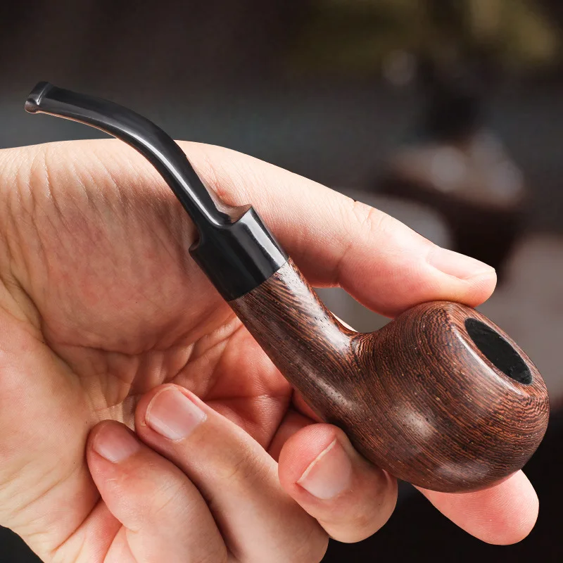 

Chicken Wing Wood Apple Solid Wood Pipe With A Vintage Curved Handle And Filter For Men'S Tobacco. A Gift For Men.