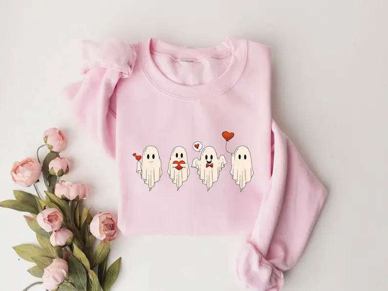 

Valentine Sweatshirt Ghost Cute Ghost Sweater Streetwear Harajuku Fashion goth y2k kawaii Drop Shipping