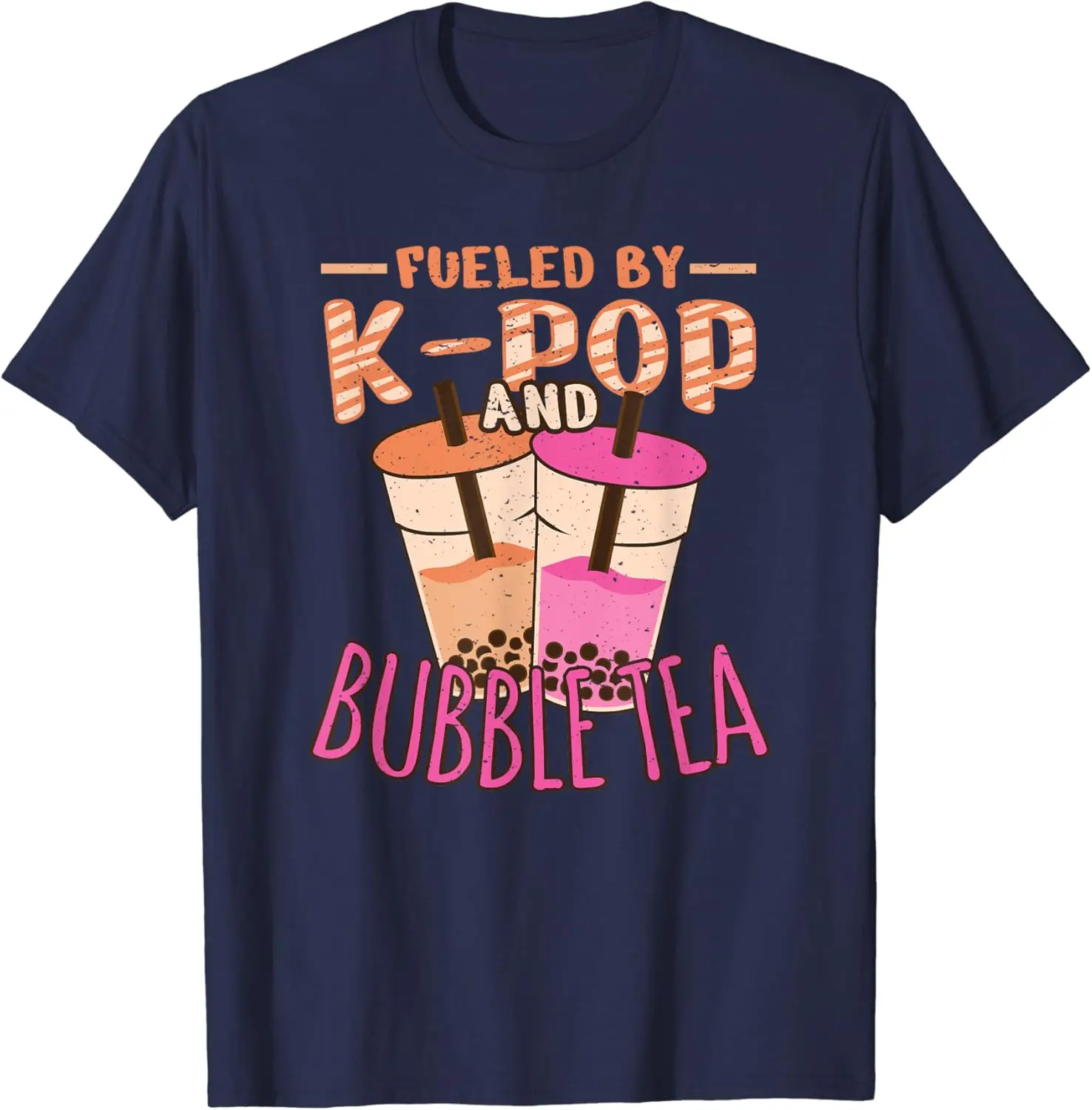 Fueled By K-Pop and Bubble Tea Japan Manga T-Shirt Cotton Retro Street Fashion Women Shirt Short Sleeve Design Graphic T Shirts