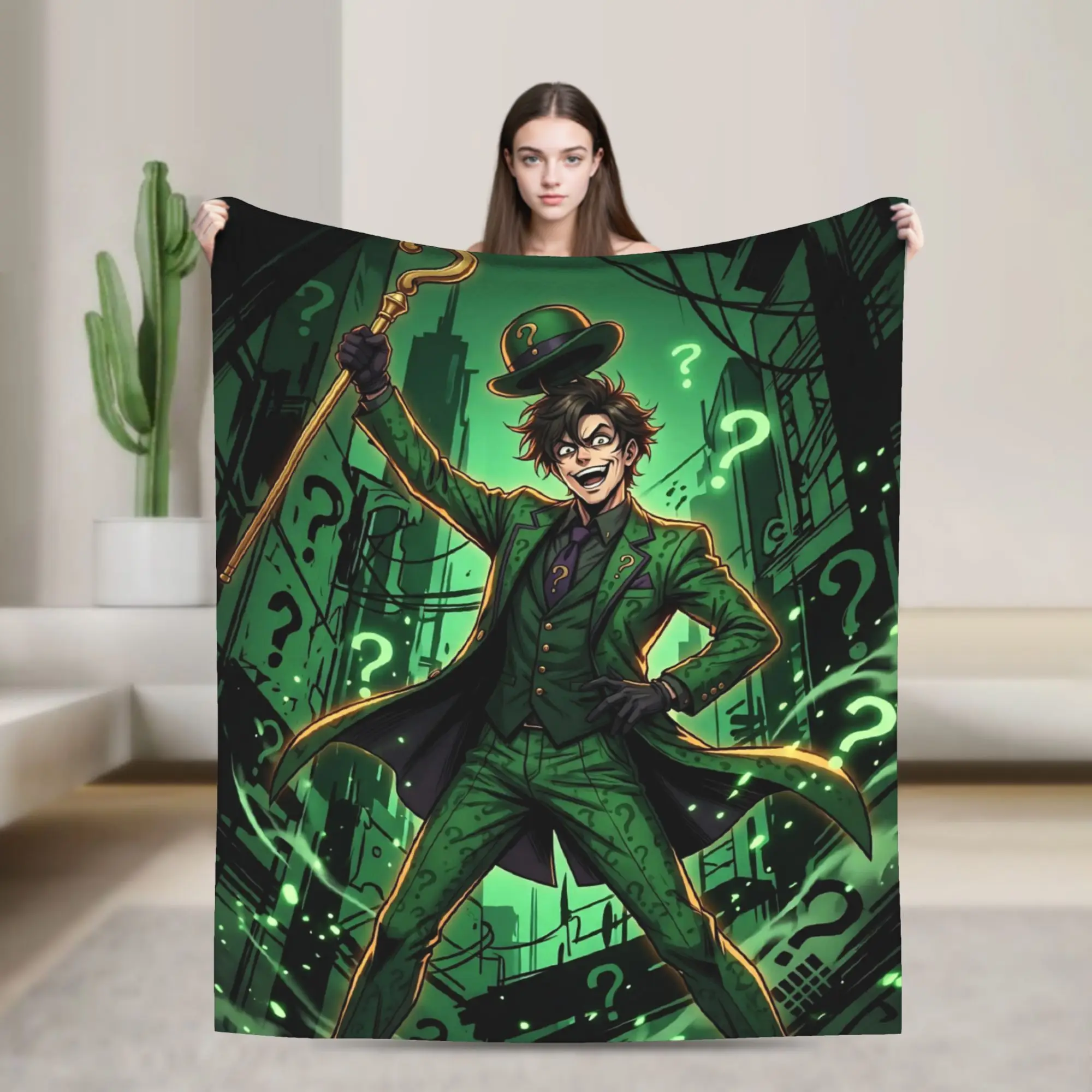 Paul Dano Riddler Blanket Bat Man  Flannel Throw Blanket Airplane Travel Printed Ultra-Soft Warm Bedspreads