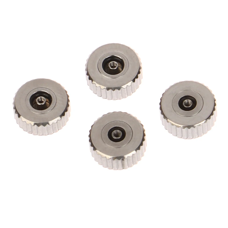 2-Pack Silver-Tone Steel 4.5mm-7mm Flat Tube Watch Crown for Timepiece Repairs L4429