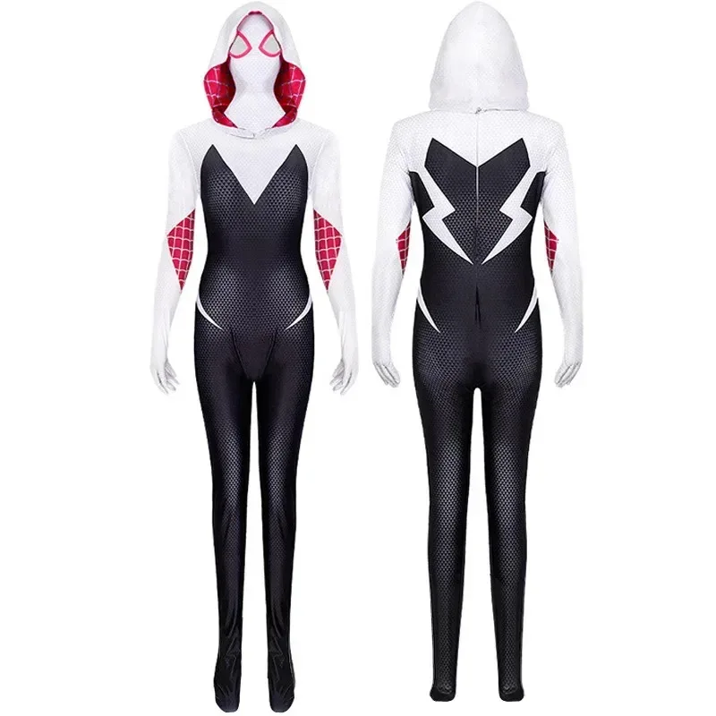 

2025 Halloween Cosplay High Stretch Jumpsuit Gwen Stacy Spider Gwen Cosplay Costumes for Women Tights Halloween Party Detached M