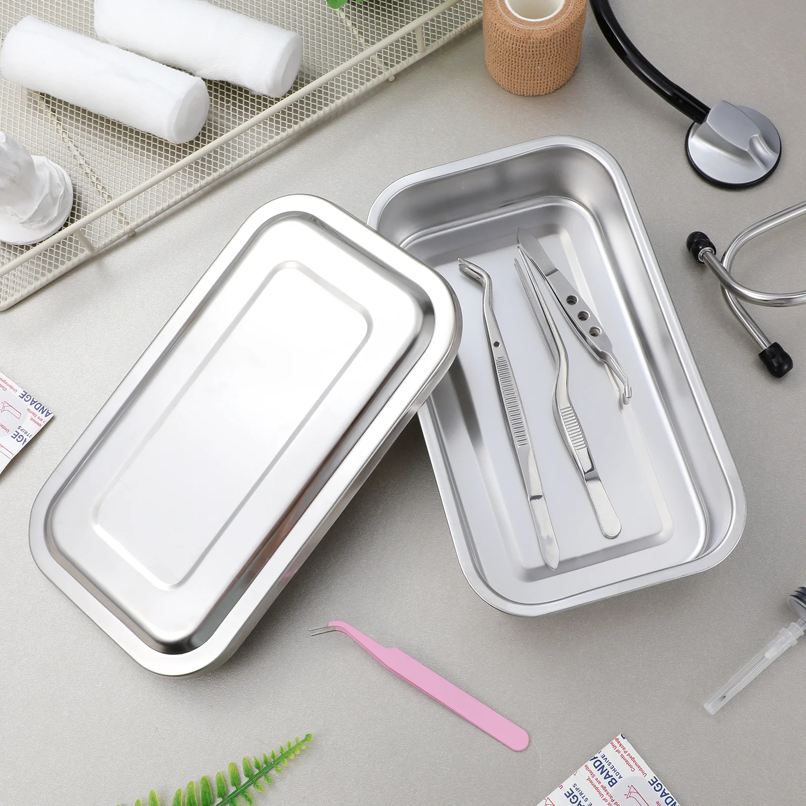 

Medical Stainless Steel 8 Inch Sterilizer Tray Instrument Box Lid Surgical Dental Tool Plate Surgical Tray
