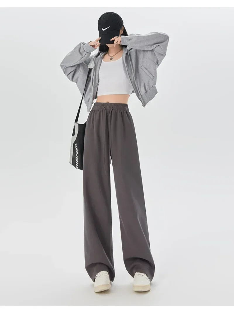 

Spring Women Pants Korean Fashion High Waist Stright Long Wide Leg Sports Pants Female Y2k Casual Long Pants Trousers