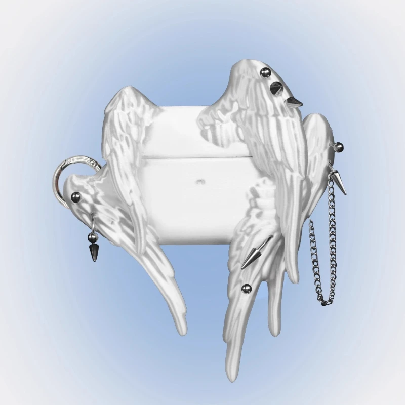 

Angel Wings Earphone Case for Airpods Pro/AirPods 3 4 Custom TPU 3D Punk Rivet Hard Shell Decoration Originality Earphone Case