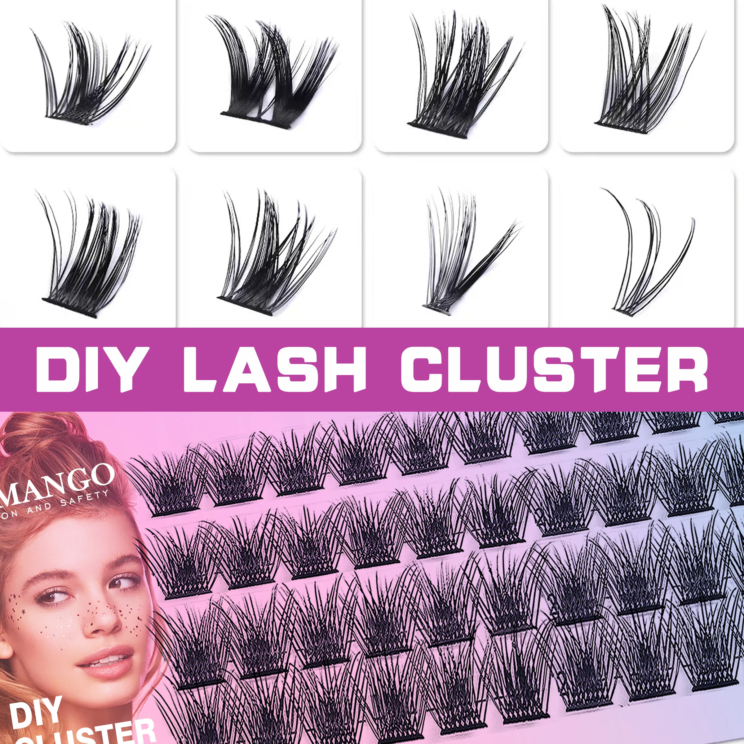 CoMango Cluster Lashes DIY Volume Extensions C/D Curl Segmented  Eyelash Clusters Extensions Russian Lashes Bundles Makeup