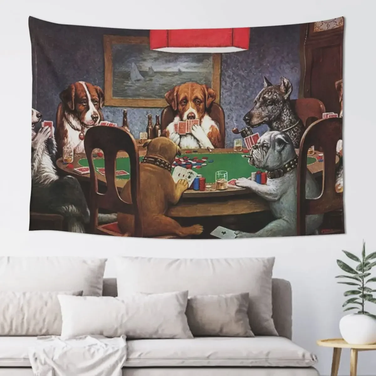 Dogs Playing Poker: A Friend In Need (High Resolution), C.M. Coolidge Tapestry Room Ornaments Outdoor Decoration Tapestry