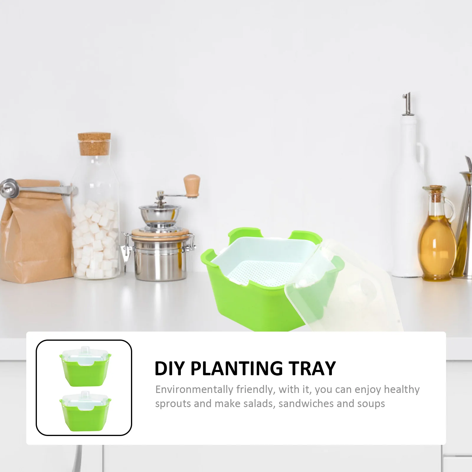 

2 set 2 Sets Seedling Planting Box Soilless Sprouting Tray Microgreens Growing Container PP Material Durable Multi-functional