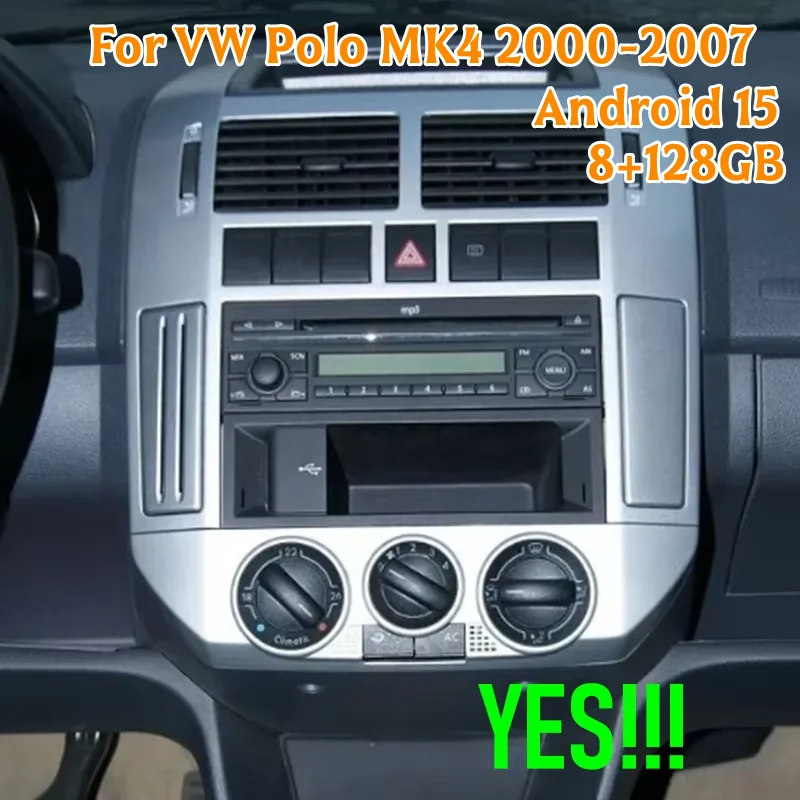 

For VW Polo MK4 2000-2007 Car Stereo Radio Android 15 7" Autoradio Multimedia Video Player 8+128GB GPS Wireless Apple CarPlay