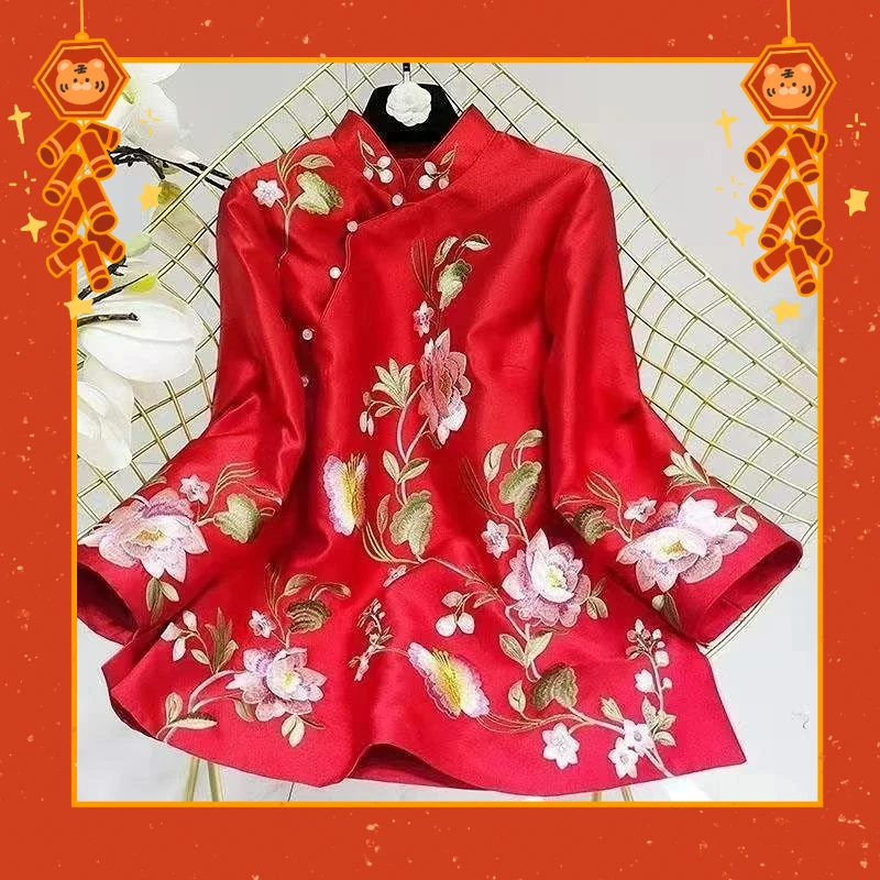 

Женская китайская винтажная блузка 4XL, свободные женские топы Hanfu, костюм NewTang, рубашка в национальном стиле, традиционная элегантная вышивка