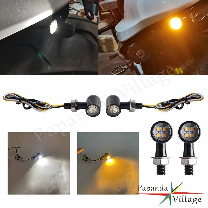 For Dirt Street Bike Dual Sport Harley Kawasaki Buell Aprilia Universal Motorcycle LED Amber Turn Signals Light Brake Lights DRL