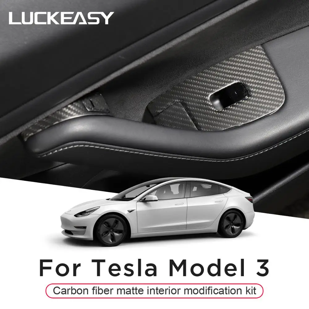 

For Tesla Model 3 Car Accessories Interior Model3 2021-2023 Matte Carbon Fiber Window Button Center Control Dashboard Patch