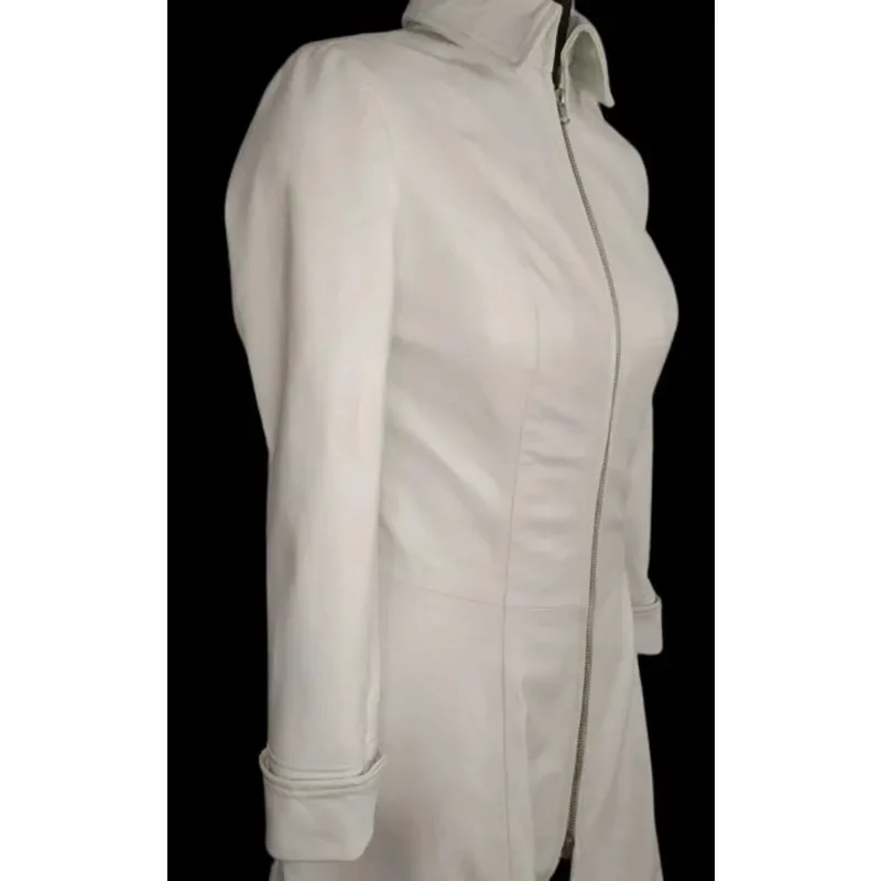 Women's Leather Dress 100% Handmade Genuine Lambskin White Leather Dress