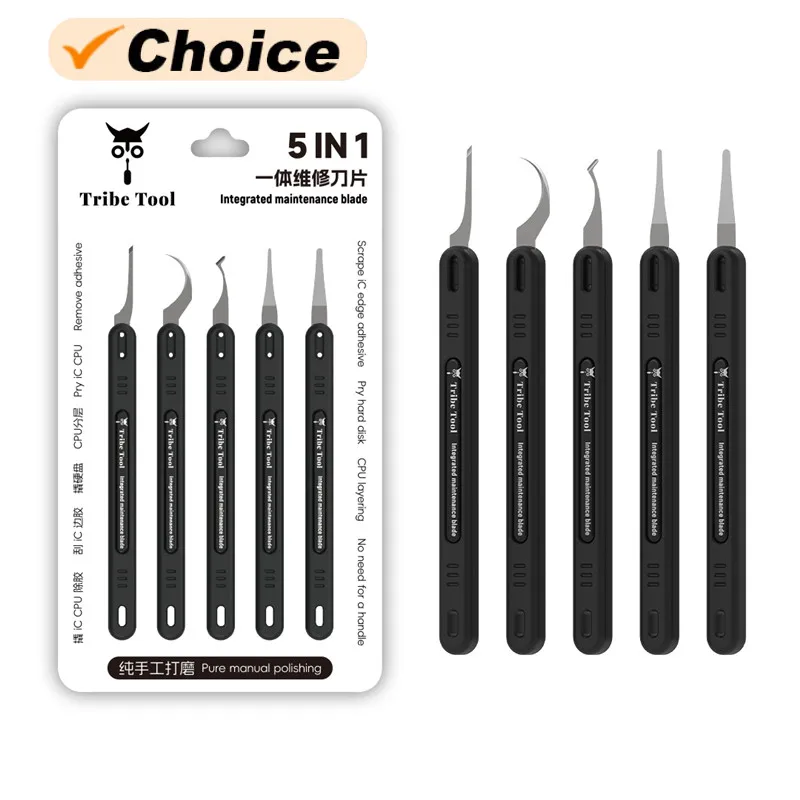 Tribe Tool 5in1 Prying Blade Set Multi Type Knife Blade for Mobile Phone Motherboard Scraper Glue Removal Knife Tool