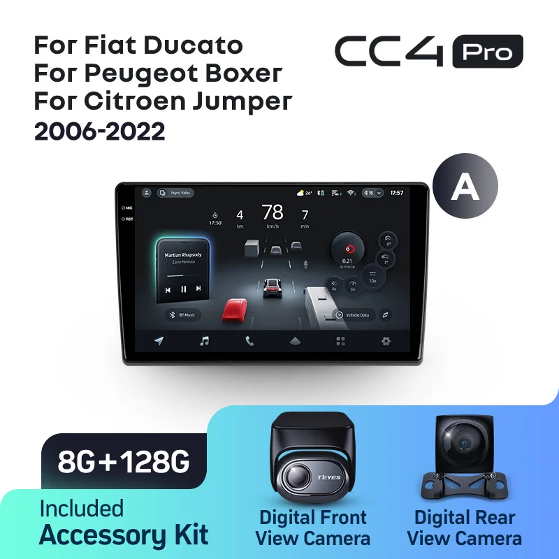 TEYES CC4 PRO Voor Fiat Ducato 3 2006-2022 Voor Peugeot Boxer 2 2006-2022 Voor Citroen Jumper 2 2006-2022 CarPlay Auto 2DIN