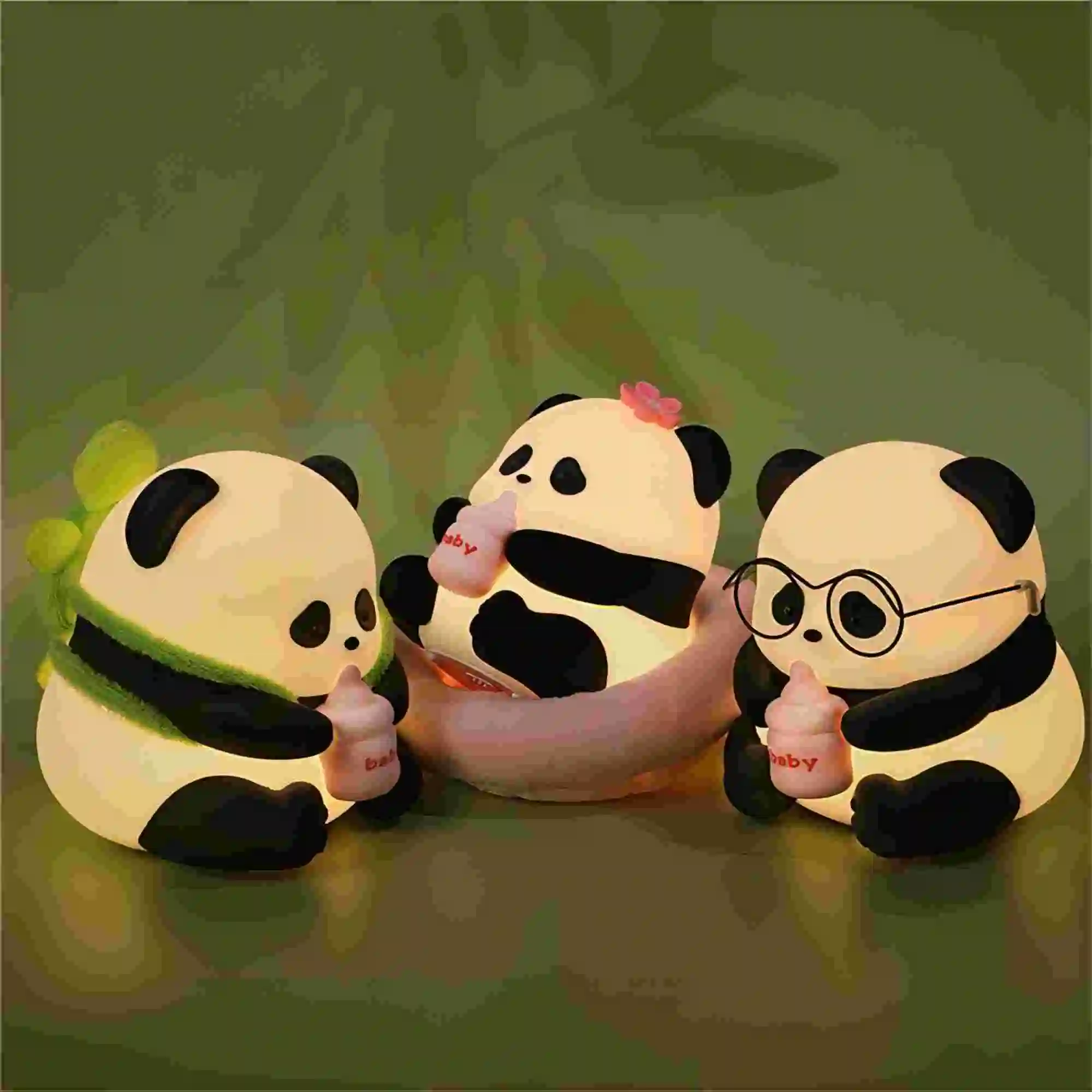 5Style Panda Night Light Holiday Gift Christmas Birthday Playmate Soft Doll Panda Safe Rechargeable Cute Animal Silicone Lamps