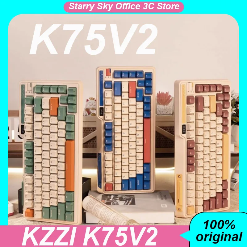 

KZZI K75V2 Беспроводная механическая клавиатура, трехрежимная горячая замена, 82 клавиши, прокладка, 8000 мАч, PBT, ПК, киберспортивные игровые клавиатуры для ноутбуков