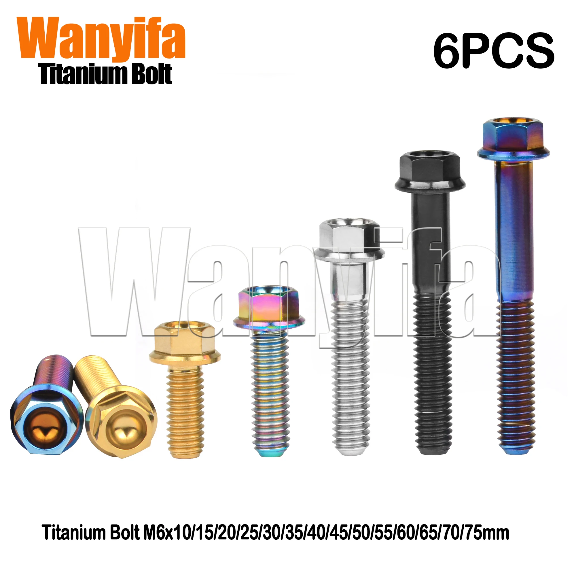 

Wanyifa Titanium Bolt M6x10/15/20/25/30/35/40/45/50/55/60/65/70/75mm Flange Head Screws Part for MTB Road Bike Part