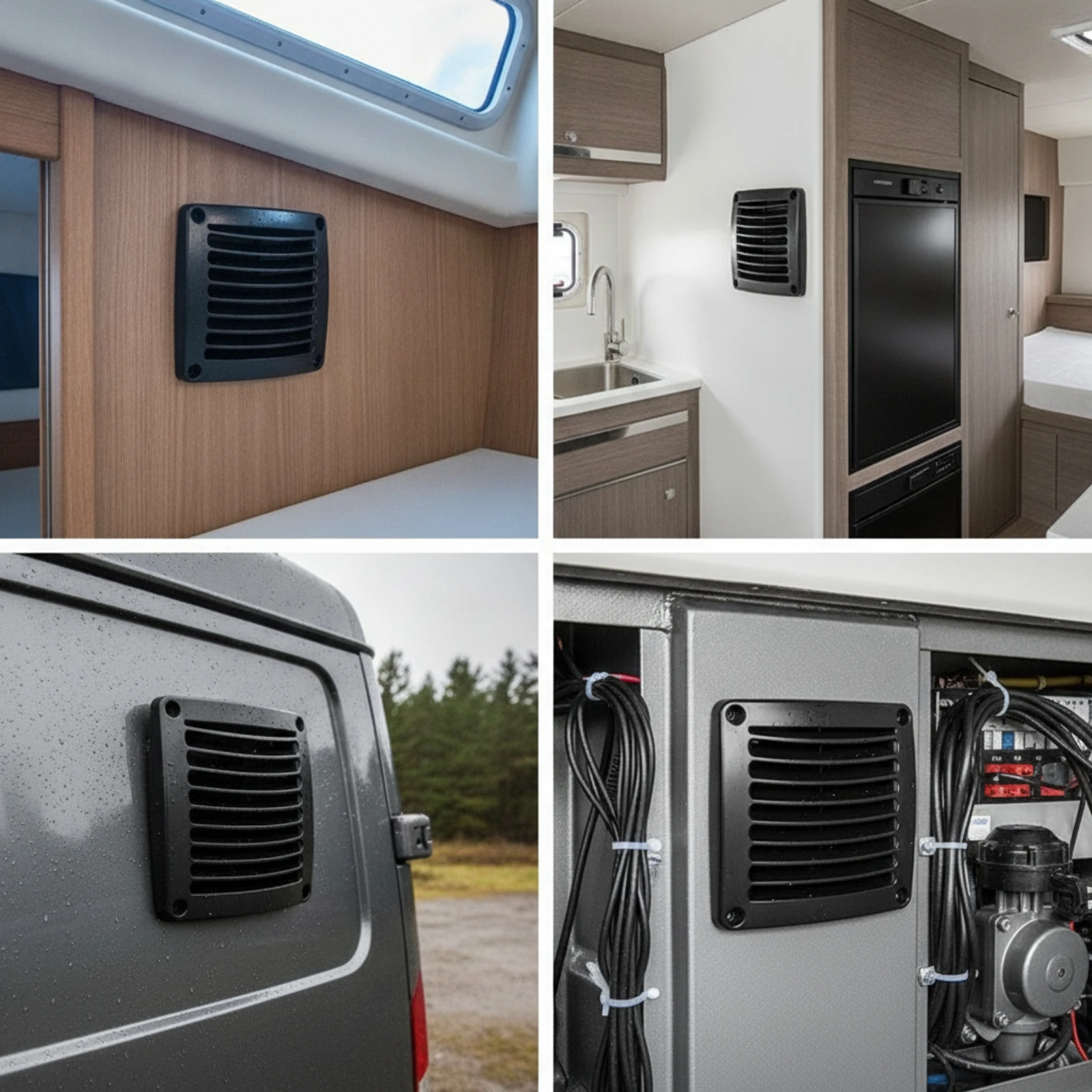 Ventilation Louver Ventilated Louvered Vent Panel Slat Grille with Mounting Holes Slanted Cover Slimline for Boats, RVs