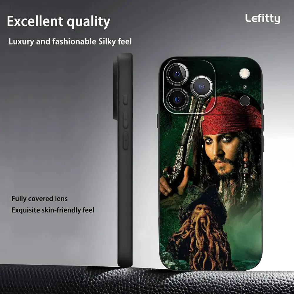 P-Pirates Of The Caribbean Telefoonhoesje voor iPhone 17 16 15 14 13 12 11 Pro Max Plus Mini Zwart Frosted Soft Shell Funda