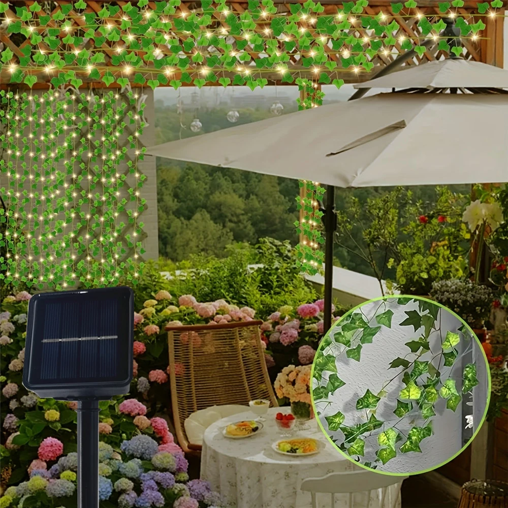 

Цветочные зеленые листья гирлянды искусственная лоза гирлянды солнечные фонари гирлянды рождественские украшения дома 2/5/10 м