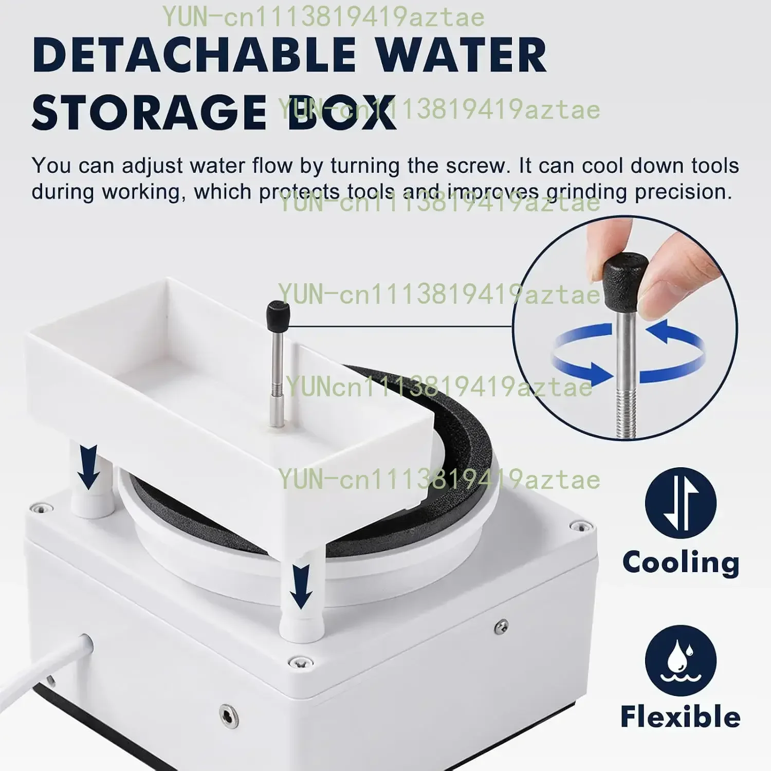 Electric Flat Grinder (Water-Cooled)- 125MM Diamond Grinding Wheel, Portable Sharpening Machine for Knives/Gemstones/Lapidary