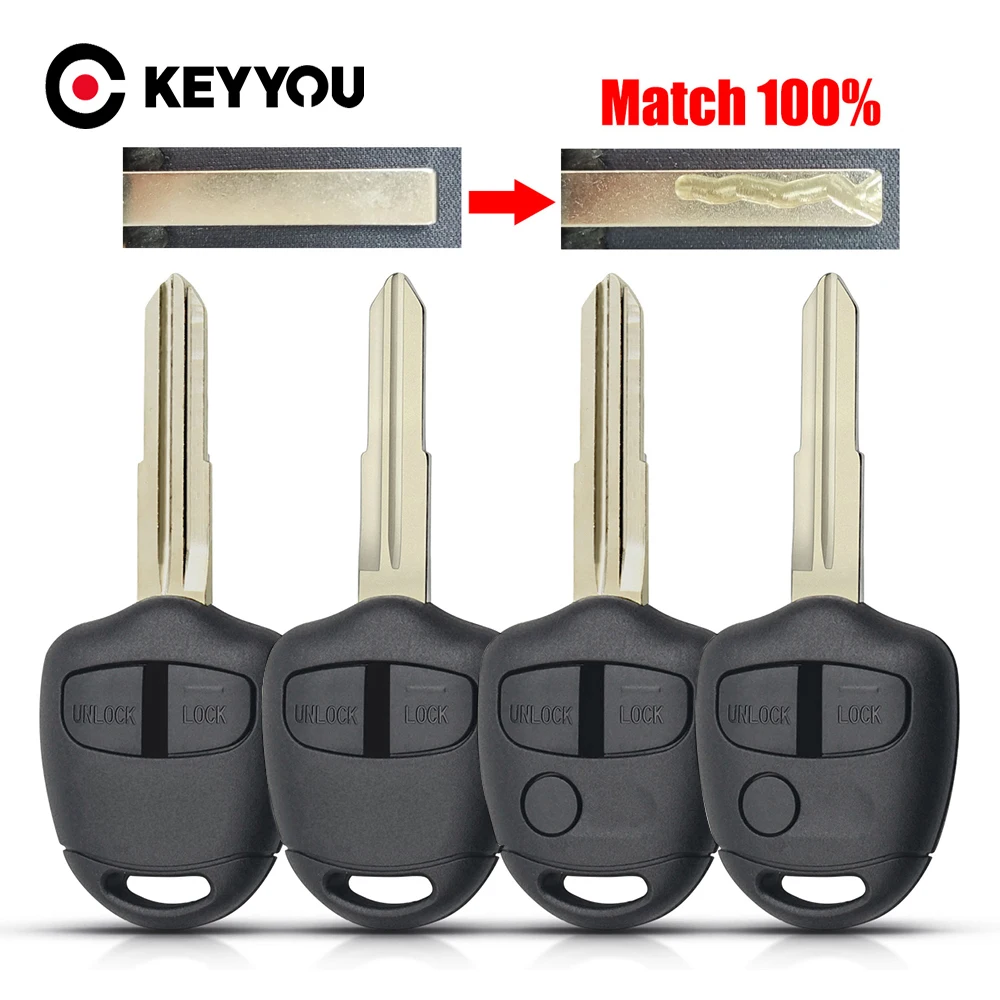 KEYYOU With Cutting Service 2/3 Buttons Remote Car Key Shell Case For Mitsubishi Pajero Sport Outlander Grandis ASX MIT11 / MIT8