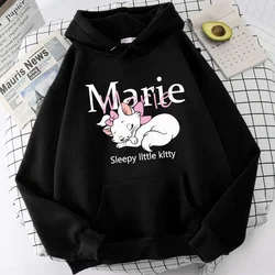 Kawaii Marie Cat Hoodies girl Harajuku Clothes Print Cute pullover Casual Tops Hoodie Vintage Aesthetic Lady Tops Hoodie