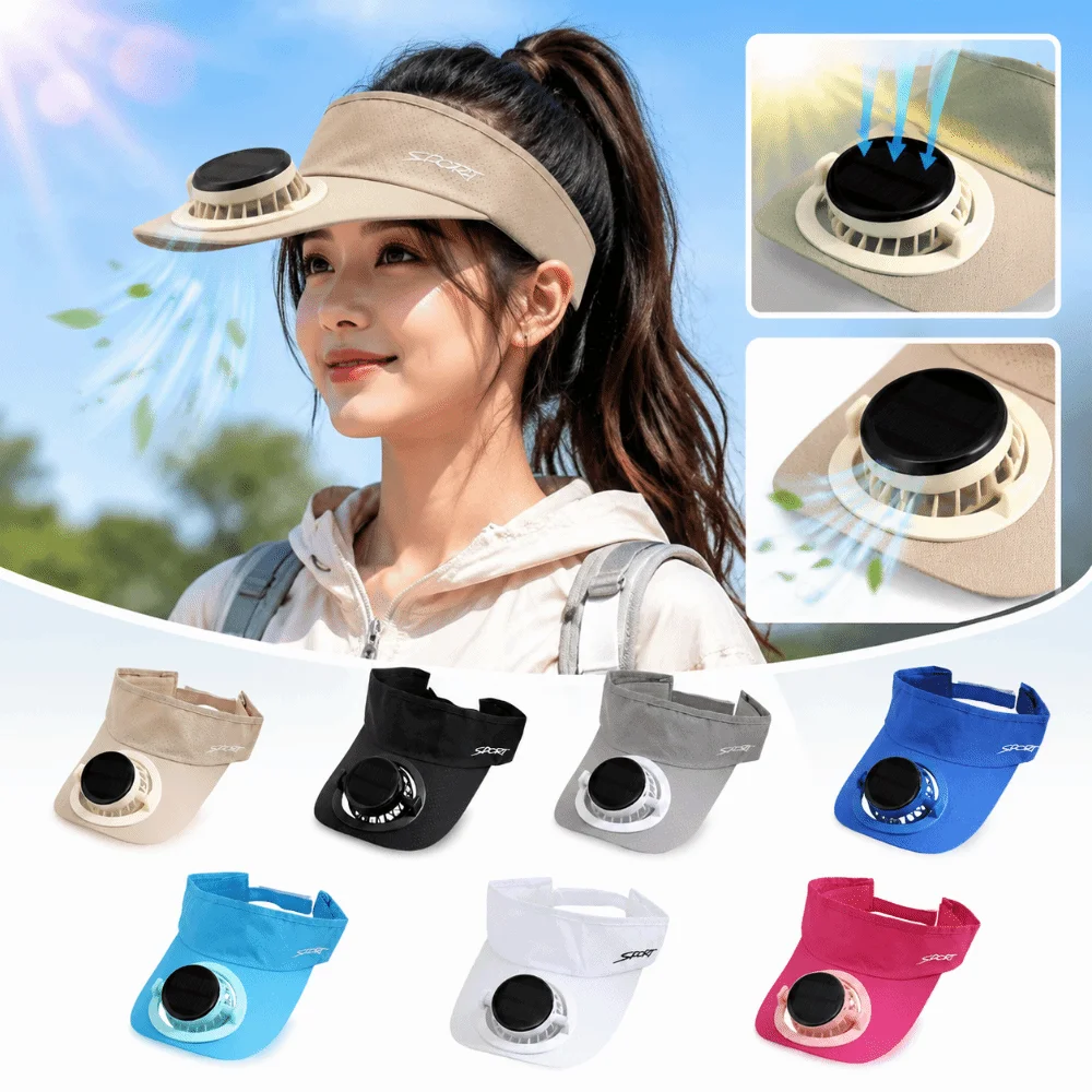 Gift Breathable Solar Fan Hat Elastic UV Protection Summer Fan Visor Cap Portable Lightweight Sunscreen Empty Top Hat Camping