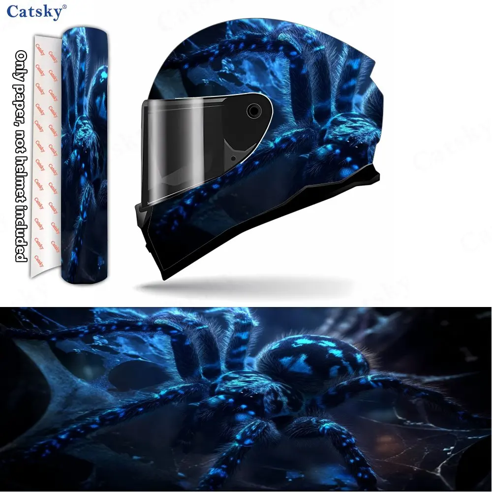 Nighttime Fluorescent Spider Shadow and Web Secret Realm Helmet Vinyl Wraps, Waterproof Scratch-Resistant Full Face Helmet Decal