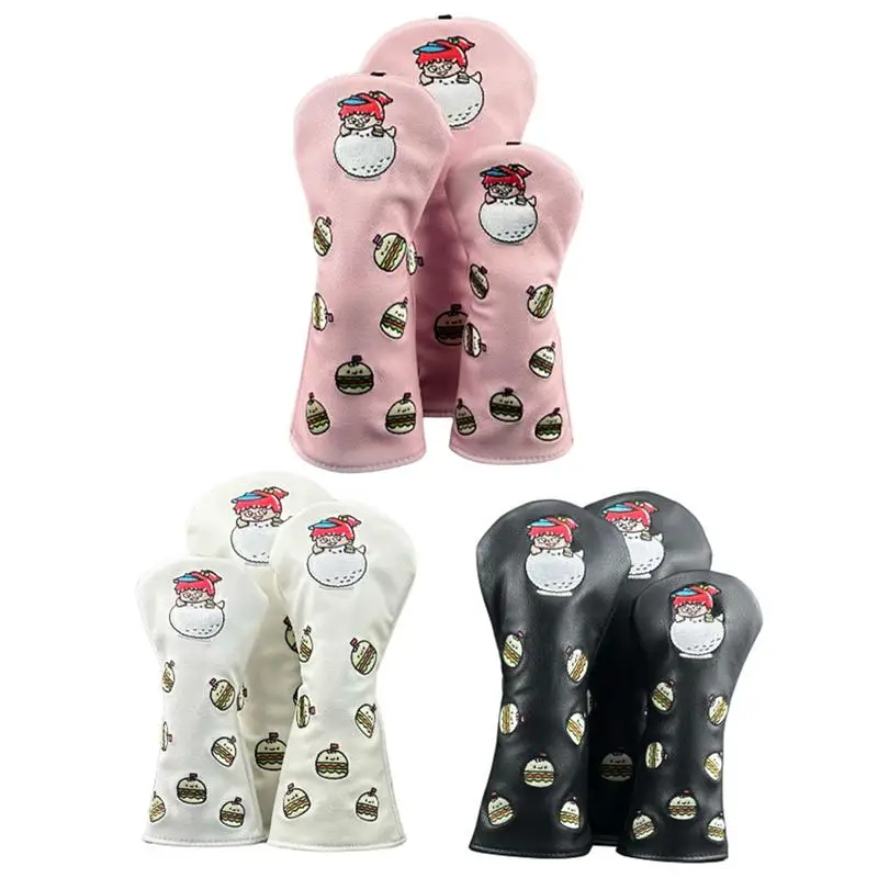 3 pezzi copricapo per mazza da golf in legno a collo lungo copricapo per mazza da golf in PU impermeabile 1/3/5 copertura di protezione per la testa del mazza in legno