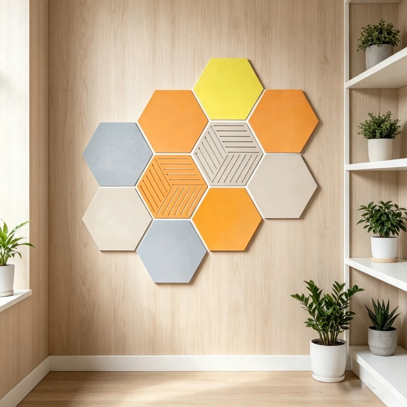 Hexagon Wall Adhesive 26 X 30 Panels, Soften, DIY Accent Wall Set for Home Office Bedroom and Classroom KXRE