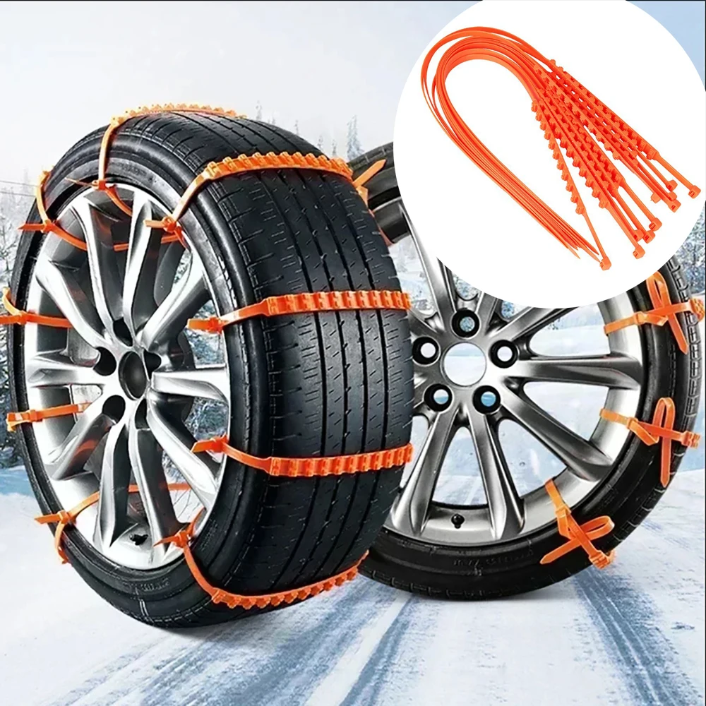 10PCS Car Tire Chains Winter Snow Anti-Skid Tyre Cable Ties Auto Outdoor Snow Tire Tyre Anti Skid Chain Emergency Accessories