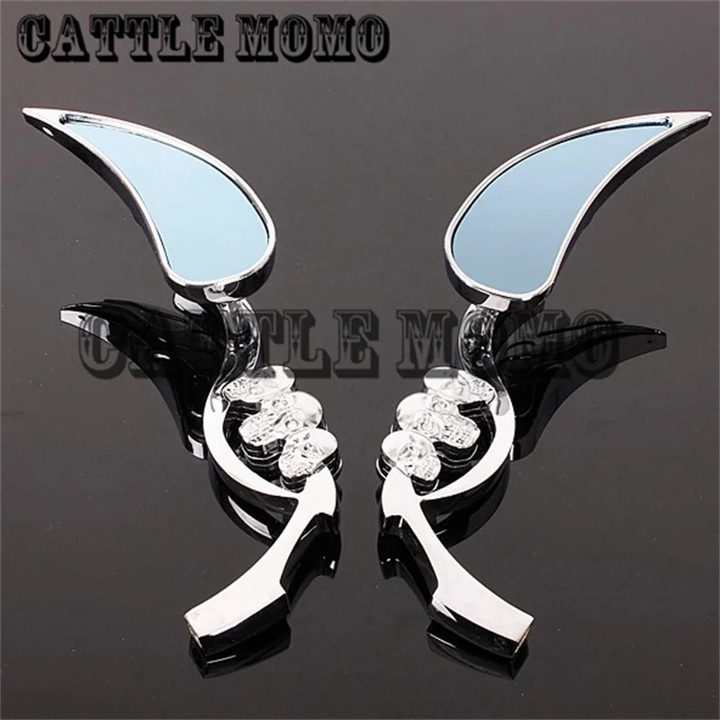 chrome skull Modified Motorcycle Rearview Mirrors For Honda Magna 250/750 steed 400 600 shadow 400/750 VTX1300/1800