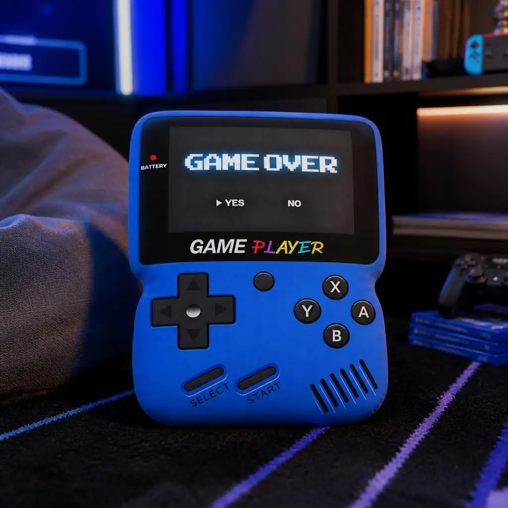 Game Over Gamer Shaped Throw Pillow Retro Video Game Console Cushion Stuffed Decorative Sofa Home Decor Gift for Gamers Room