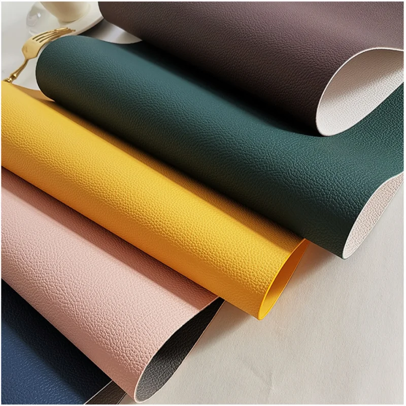 1/4/6 Sets PU Double-Sided Placemat & Coaster Set Oil Proof Solid Color Washable Heat Insulation Mat in Black and Brown Gift Set
