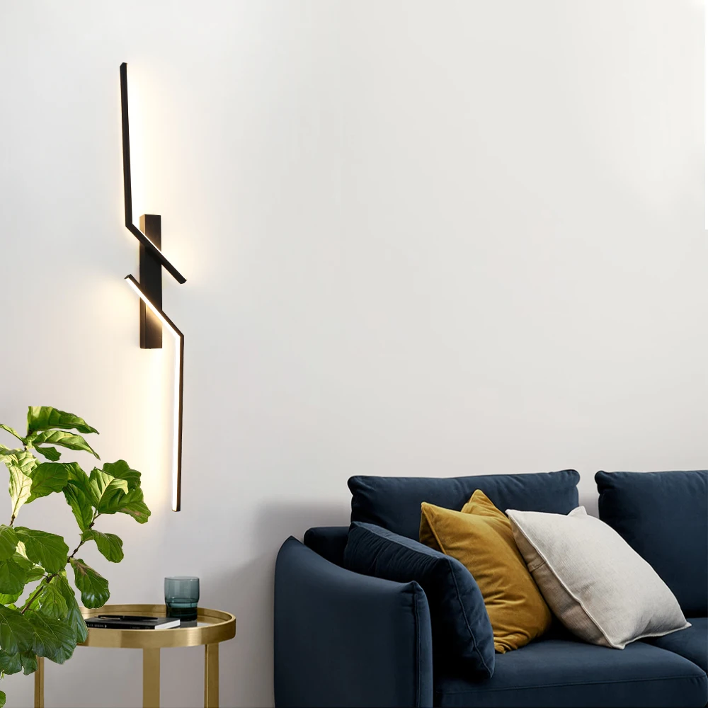Modern LED Wall Lamp Long Strip Remote Dimming Living Room decor LED Wall Light Background Bedroom Bedside Home LED Lighting