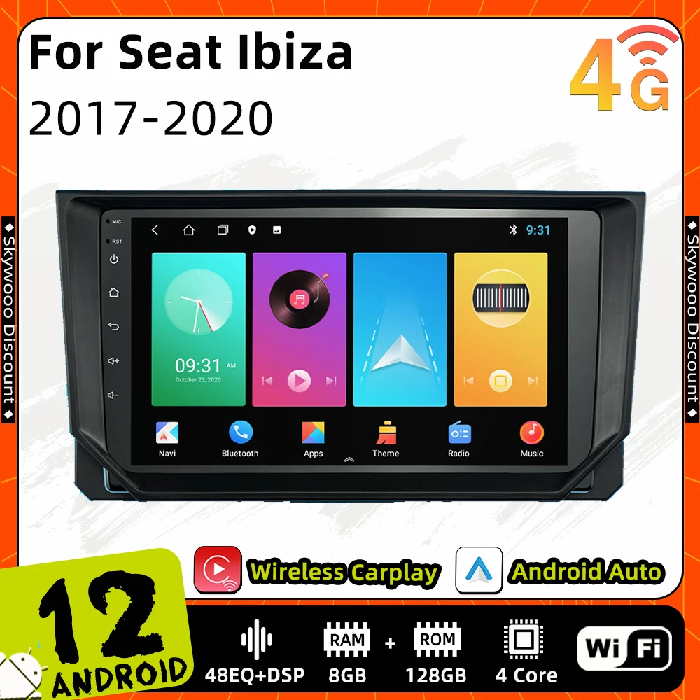 

2 Din Android Car Radio for Seat Ibiza 2017 - 2020 Screen Multimedia Auto Audio Player Navigation GPS Autoradio Carplay RDS DSP