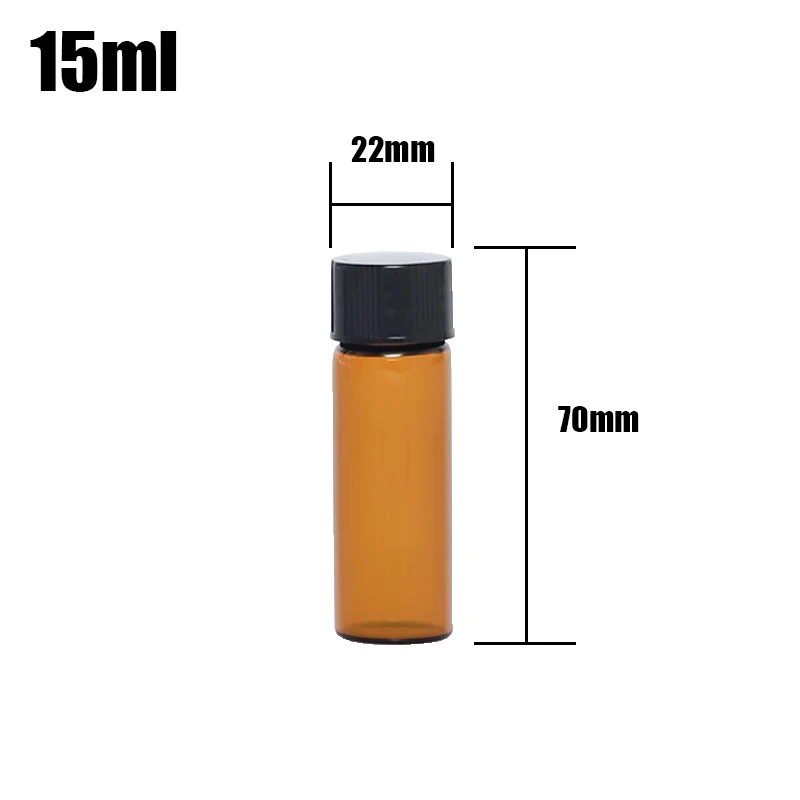 10PCS 5/10/15/20/30/50ML Mini Essential Oil Bottle Sample Jar Orifice Brown  Sample Bottle With Leak Proof PE Inner Pad