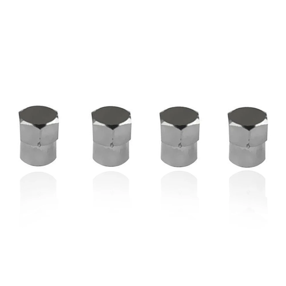 

4 Sets Silver Aluminum Alloy Valve Stem Horn Cap Car Wheels Tires Tyre Hex Caps with Sleeve Valve Caps Car Exterior Accessories